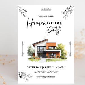 Housewarming Invite Template, Editable House Warming Invitation,Minimalist New Home Party Invite Card,Digital House Warming Party Invitation