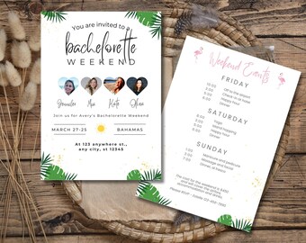 Bachelorette Itinerary Template For Mobile, Weekend Itinerary, Digital Invitation, Bachelorette Weekend, Itinerary Planner Template, Canva