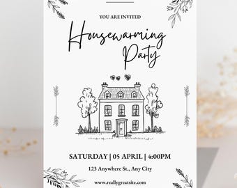 Housewarming Invite Template, Editable House Warming Invitation,Minimalist New Home Party Invite Card,Digital House Warming Party Invitation