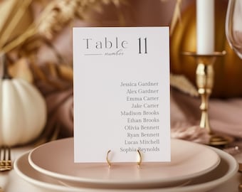 Modern Wedding Seating Chart Template, Minimalist Seating Chart Cards, Script Table Assignment Seating, DIY Canva Editable, 4x6 5x7 8x10 A5