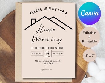 Housewarming Invitation Template. New Home Invitation. Housewarming Party Invitation. Backyard Housewarming. Farmhouse Invitation.First Home