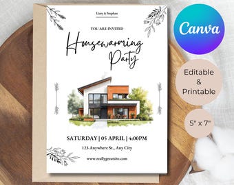 Editable House Warming Invitation, House Warming Party, Modern, Minimalist, Printable or Text Invite, Housewarming Invite Template