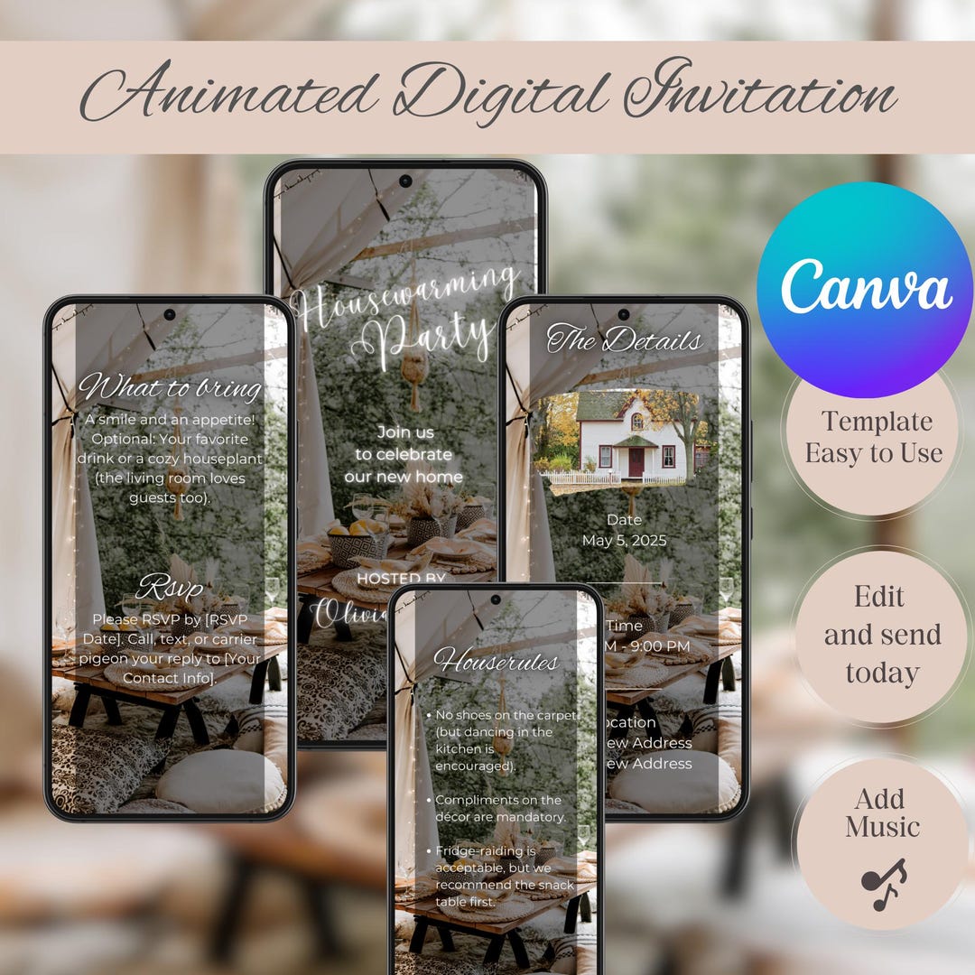 Digital Housewarming Party Invitation, Animated House Warming Invite ...