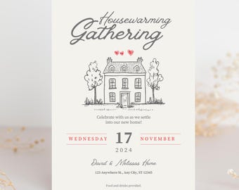 Housewarming Invite Template, Editable House Warming Invitation,Minimalist New Home Party Invite Card