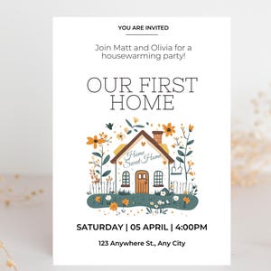 Housewarming Invite Template, Editable House Warming Invitation,Minimalist New Home Party Invite Card,Digital House Warming Party Invitation