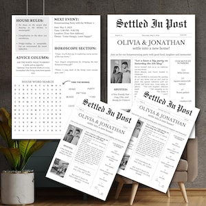 Convite para inauguração de casa | Jornal de convites | Modelo engraçado do Canva | Convite para festa de casa nova editável | Download digital do primeiro apartamento