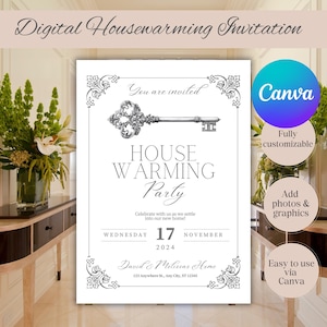 Housewarming Invite Template, Editable House Warming Invitation,Minimalist New Home Party Invite Card,Digital House Warming Party Invitation