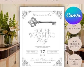 Housewarming Invite Template, Editable House Warming Invitation,Minimalist New Home Party Invite Card,Digital House Warming Party Invitation