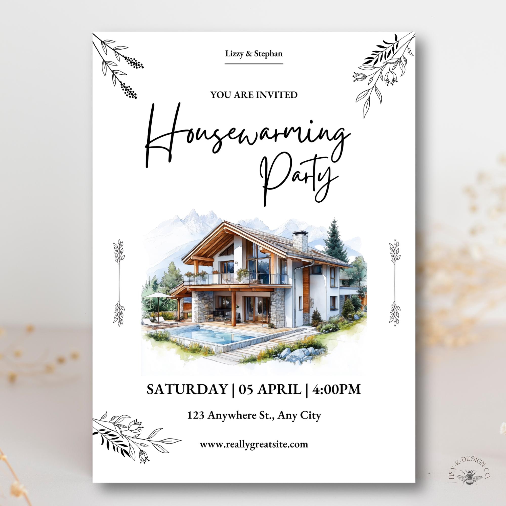 Housewarming Party Invitation Template, Editable House Warming ...
