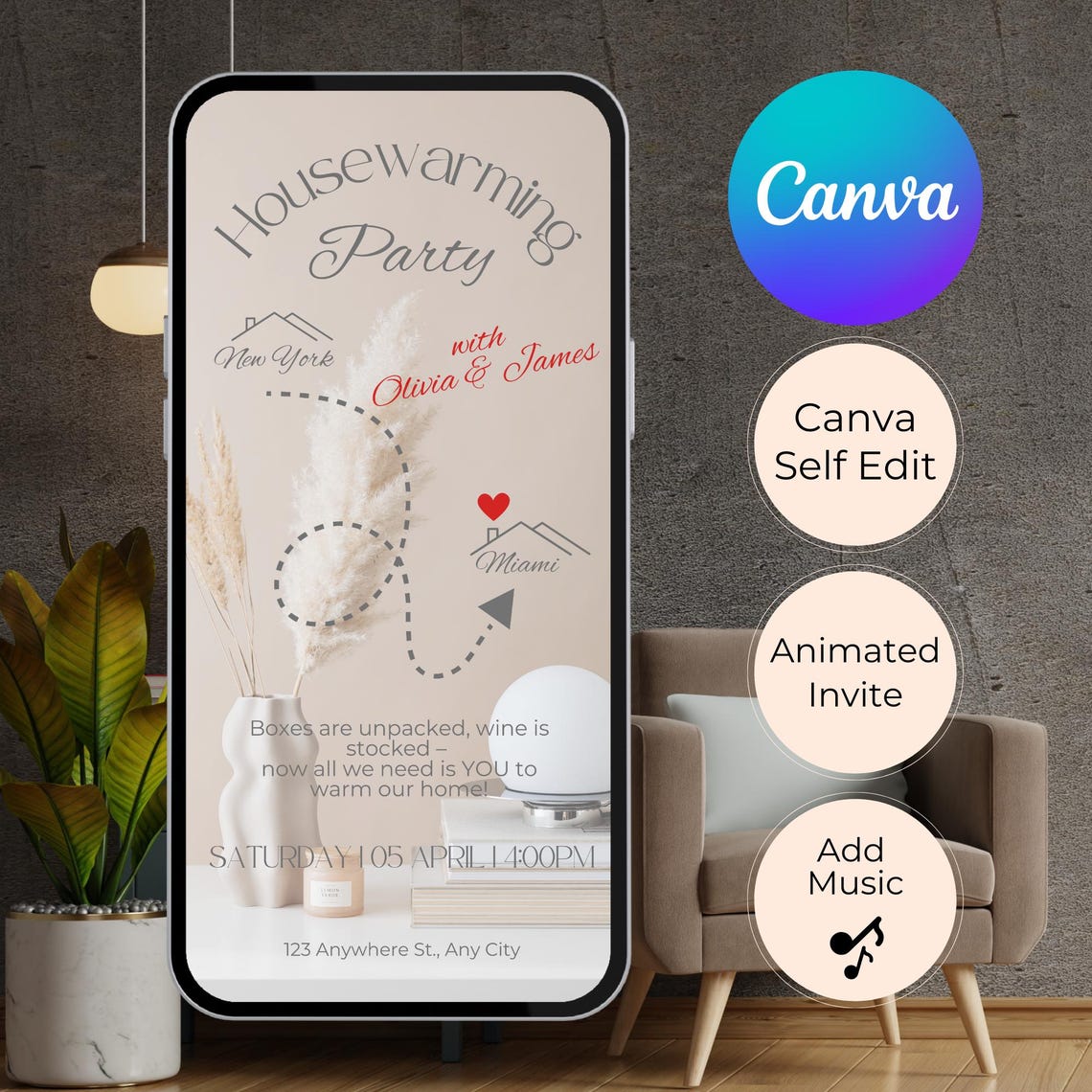 Digital Housewarming Party Invitation, Animated House Warming Invite ...
