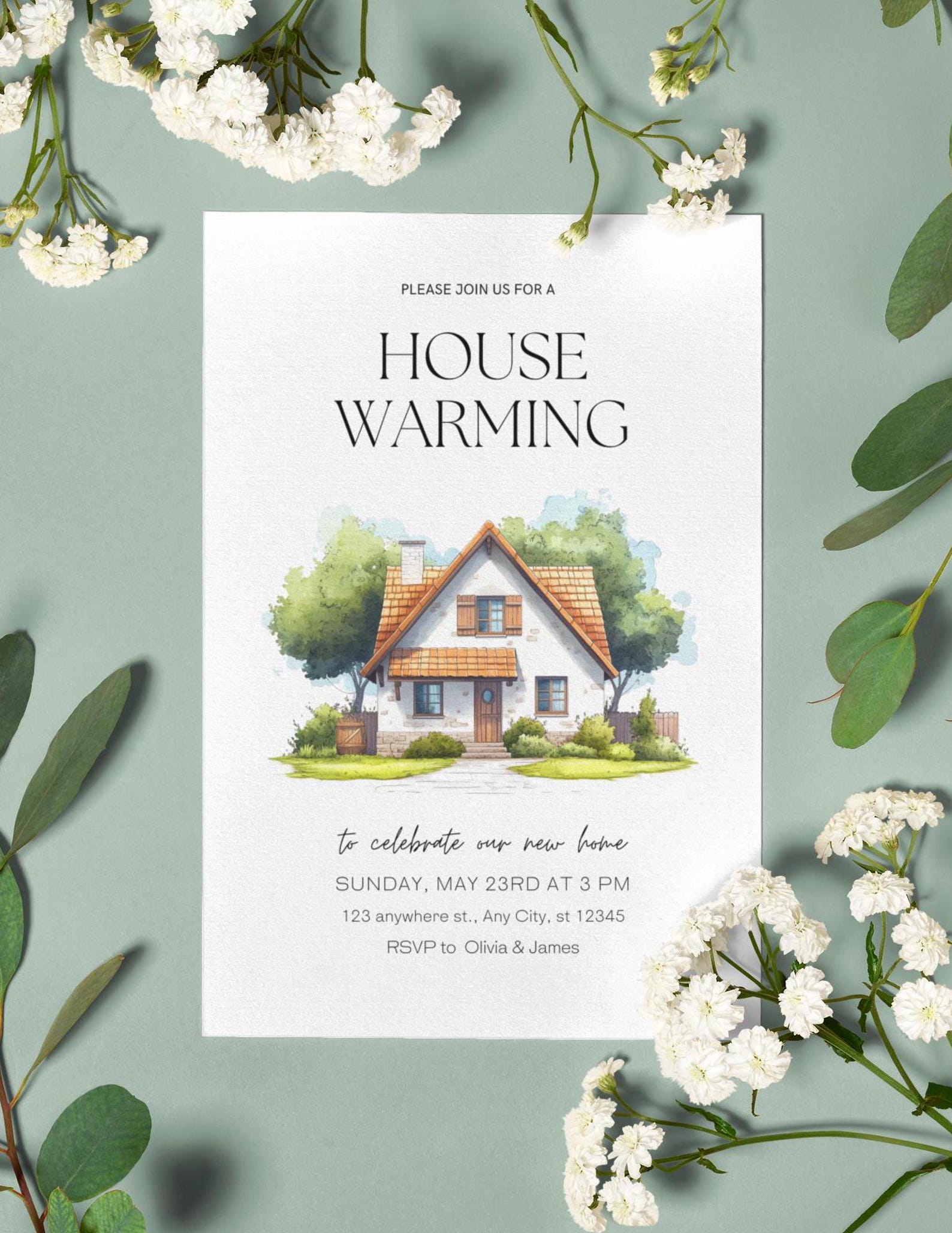 Minimalist Housewarming Party Invitation, Modern Come on Over Party ...