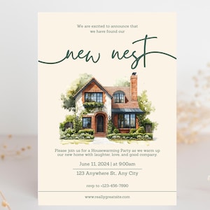 Housewarming Invite Template, Editable House Warming Invitation,Minimalist New Home Party Invite Card,Digital House Warming Party Invitation