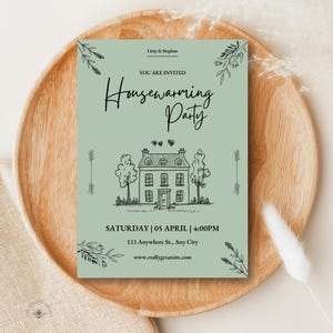 Housewarming Invite Template, Editable House Warming Invitation,Minimalist New Home Party Invite Card,Digital House Warming Party Invitation