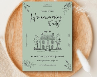Housewarming Invite Template, Editable House Warming Invitation,Minimalist New Home Party Invite Card,Digital House Warming Party Invitation