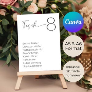 Tischnummern Hochzeit Sitzplan Sitzordnung Sitzkarten Tischordnung Finde deinen Platz Sitzplatzwahl Tischplan Minimalistisch Canva A5 A6