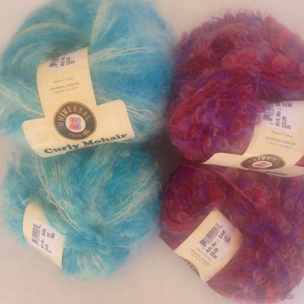 Curly Mohair - Universal Yarn Inc - Aran Weight Yarn - Luxury Fibers Loop Mohair-Wool-Polyamide-1.6 oz./131 yds.- 4-5 sts/in" on 7-9 needles