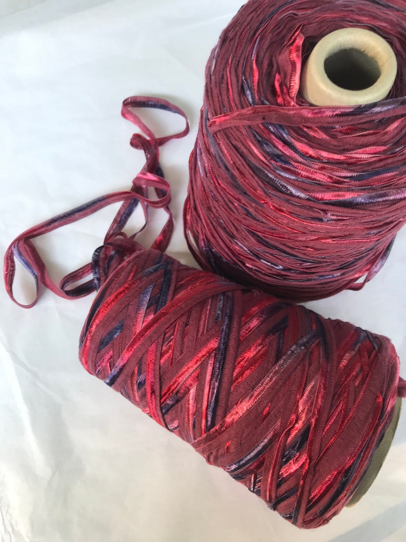 Hillary Ribbon Yarn Ribbon Yarn Silk City Fibers Card #1 - “LUNA” Ribbon - 50 Percent ...