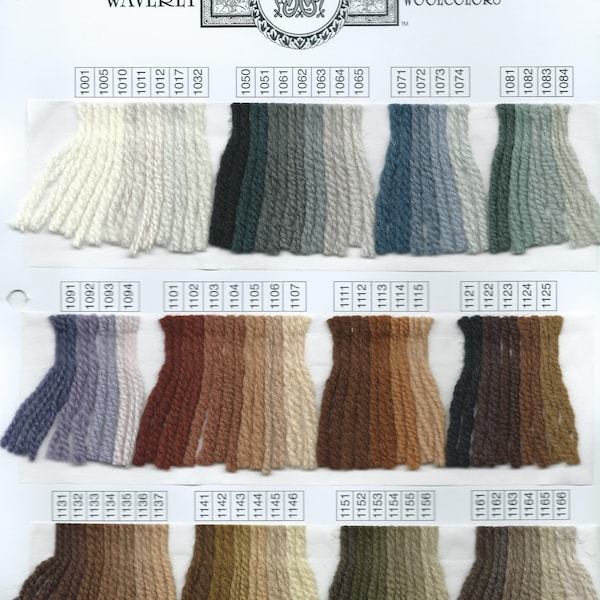 Waverly Woolcolors from Brown Sheep Company - 3 Strand 6-ply Needlepoint/Crewel  Yarn-100% Wool  Available  in 8 Yard hanks -USA Made