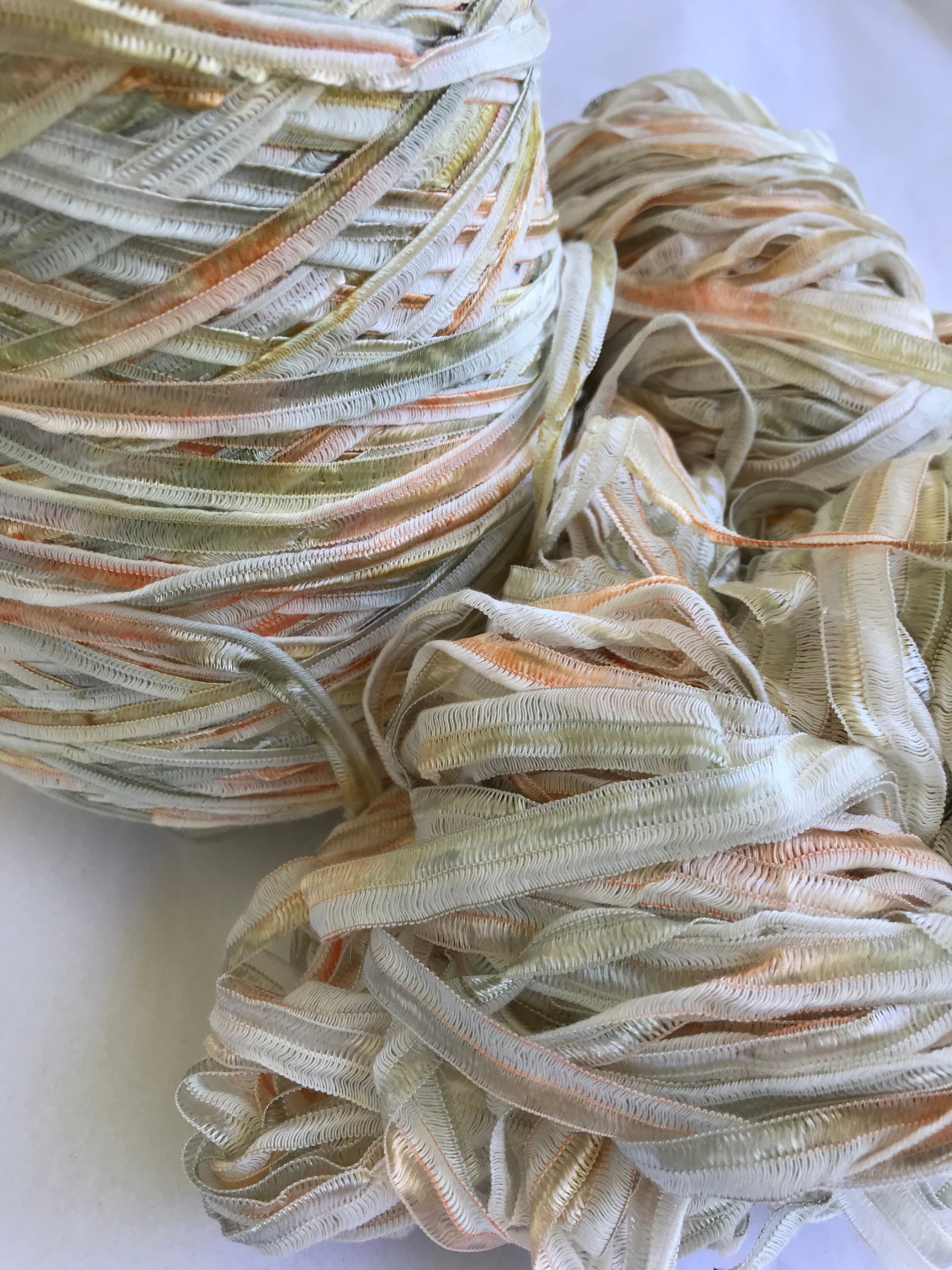Hillary Ribbon Yarn Ribbon Yarn Silk City Fibers Card #1 - “LUNA” Ribbon - 50 Percent ...