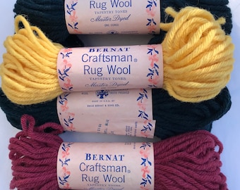 Rug Wool Bernat “Craftsman” Tapestry Tones - Master Dyed - All Virgin Wool-Permanently Moth Proofed-1 ounce-approx/30 yds Made in the U.S.A