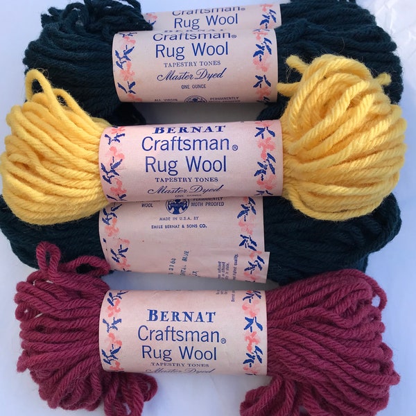 Bernat “Craftsman” Rug Wool-Tapestry Tones - Master Dyed - All Virgin Wool-Permanently Moth Proofed-1 ounce-approx/30 yds Made in the U.S.A