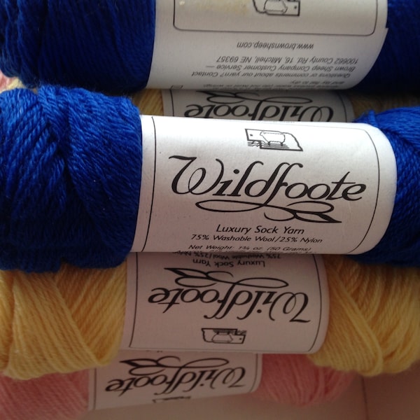 Luxury "Wildfoote Sock Yarn" from Brown Sheep Company- 75 Washable Wool/25 Nylon-1 3/4oz(50)-215 yds per skein-Sock Weight-#1 or #2 needles