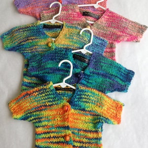 50% REDUCTION The Onzy Baby Sweater made from Schaefer&#39;s &quot;Sandra Collection&quot; Hand Painted Cotton Rayon Yarn-Great Shower Gift-Michigan Made