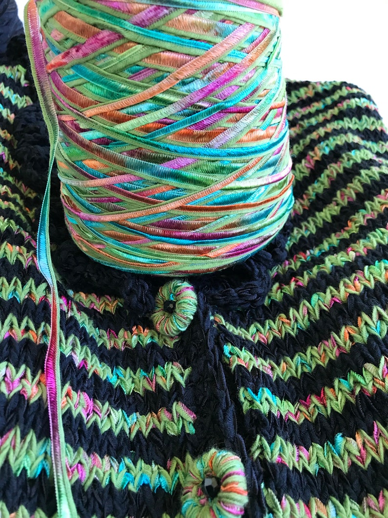 Hillary Ribbon Yarn Ribbon Yarn Silk City Fibers Card #1 - “LUNA” Ribbon - 50 Percent ...