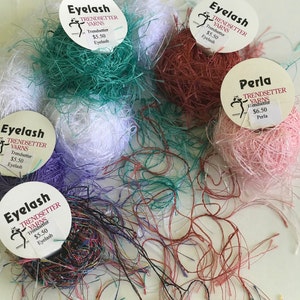 Trendsetter Yarns “PERLA” & “EYELASH”- Frilly Shag like Eyelash Polyester yarns-Made in Italy - 20g balls/skeins 70-80yds depending on style