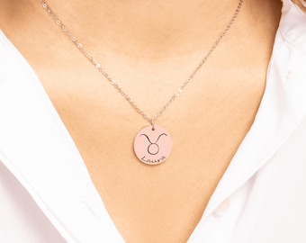 Colar personalizado com signo do zodíaco | Pingente de astrologia | Colar com horóscopo | Pingente de astrologia personalizado | Ouro, prata, aço inoxidável.