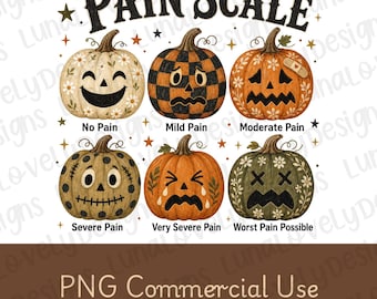 Pain Scale Halloween Pumpkin PNG – Funny Nurse Jack O Lantern Design (Commercial Use)