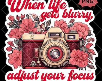Retro Floral Camera PNG: Boho T-Shirt Design (Digital Download)