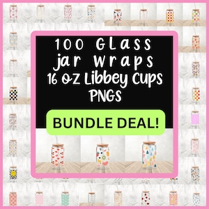 100 Libbey Glass Can Bundle - 16oz Glass Can svg, Libbey Glass Can Wrap, svg Files for Cricut & Silhouette Cameo, Glassware svg
