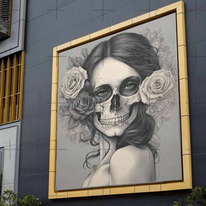 5 Bundle Dark Art Skull Girl Woman Grunge Vintage Tattoo Clipart ...