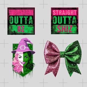 Wicked Inspired PNG Bundle | Straight Outta Oz | Elphaba Glinda DTF DTG Pod Broadway Musical Shirt Sweatshirt Sticker Digital file