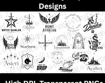 Crescent City PNG Bundle, 18  Images, Book Quote Designs, Transparent Background