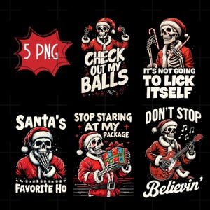 Snarky Santa Skeleton PNG Bundle: Funny Christmas Humor (Digital Download)