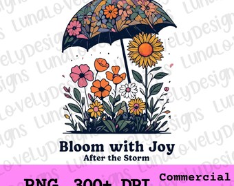 Floral Umbrella Digital Art: Bloom with Joy PNG (Printable Wall Art