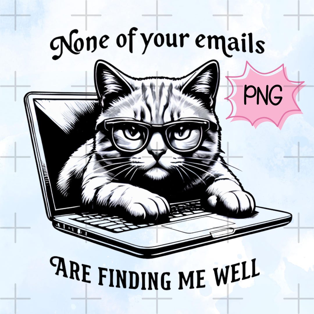 Grumpy Cat Email Humor PNG Design: Retro Office Sarcasm (POD, DTF ...