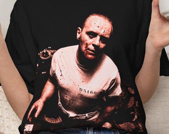 Maglietta vintage di Hannibal Lecter, maglietta bootleg de Il silenzio degli innocenti, t-shirt retrò anni '90 ispirata al film.