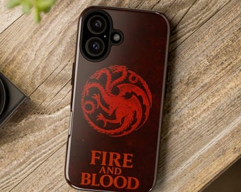Fire Dragon Phone Case | Targaryen Inspired iPhone Cover | Game Fantasy Gift | Fire and Blood Aesthetic | Glossy Protective Case