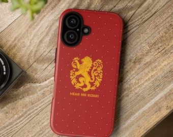 Lion Crest Phone Case – Hear Me Roar – Red Medieval Heraldic Lion iPhone Samsung Cover – Game Inspired Gift for Fantasy Fans