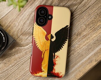 Angel and Demon Phone Case - Duality Aesthetic iPhone Cover - Gothic Dark Angel Case - Spiritual Art Protective Case Gift