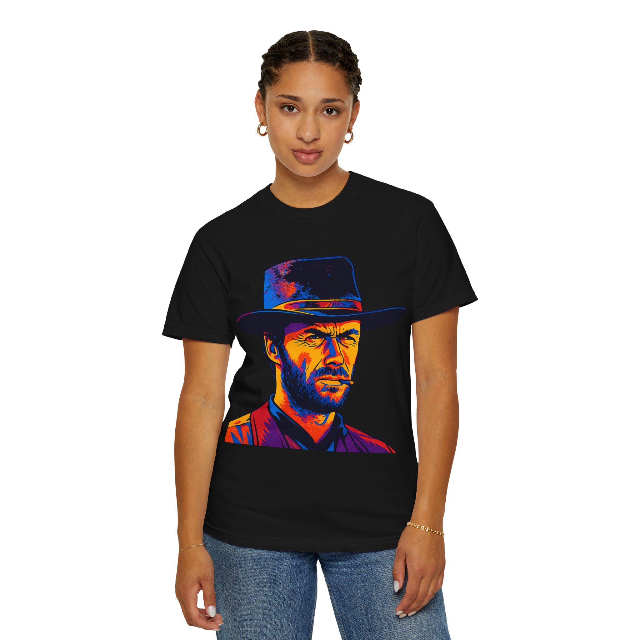 Clint Eastwood  T-Shirt  – Retro Western Graphic Tee – Colorful Clint Style T-Shirt – Vintage 70s Movie Tee