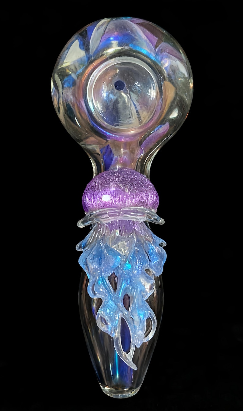 Pipa in vetro a forma di medusa fatta a mano: Kawaii Ocean Art immagine 2