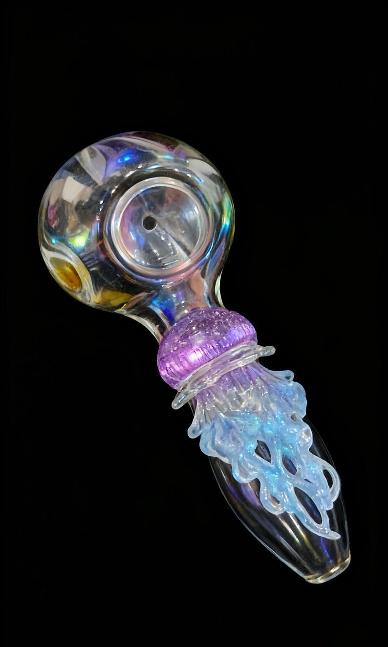 Pipa in vetro a forma di medusa fatta a mano: Kawaii Ocean Art immagine 3