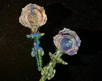 Pipa in vetro rosa – Pipa per tabacco fatta a mano – Graziosa pipa per fumare per lei – Pipa in vetro tascabile – Regalo di arte floreale