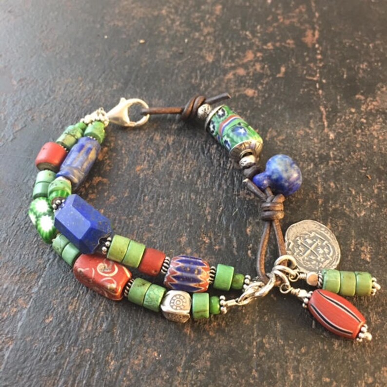 Antique African Trade Bead Bracelet Green Turquoise Bracelet | Etsy