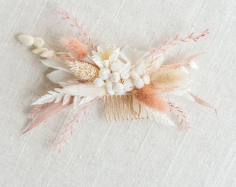 Dried Flower Bridal Hair Comb, Natural Flower Boho Wedding Comb, Floral Wedding Hair Comb Preserved Flowers