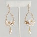 Pearl Wedding Earrings With Floral Design, Clay Flower Gold  Pearl Bridal Earrings, Gold Floral Statement Earrings For Bride